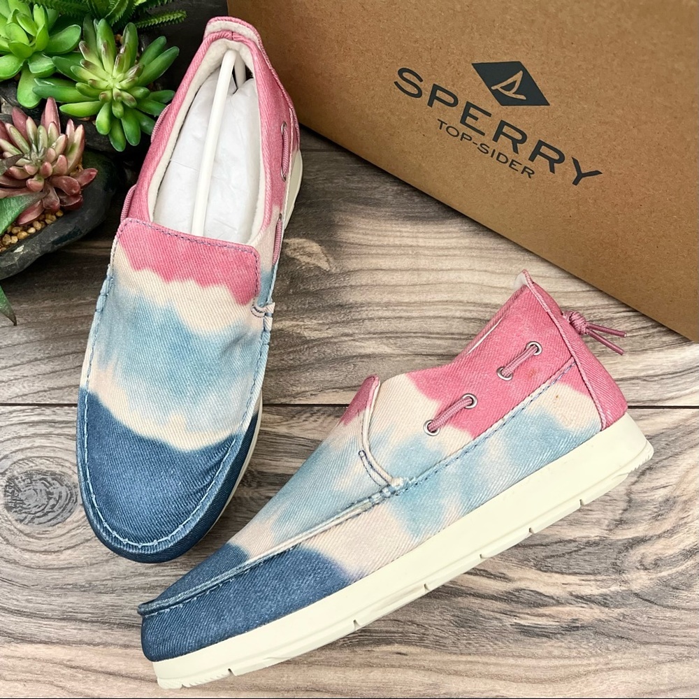 Sperry Moc Sider Tie Die Dye Indoor Outdoor Slip On Moccasins Shoes 8M